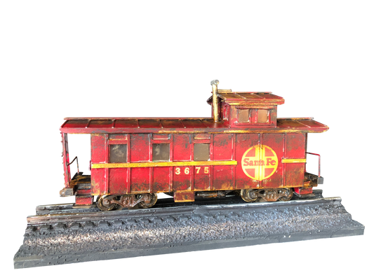 Caboose Side Track Railroad Car Handmade Art Piece