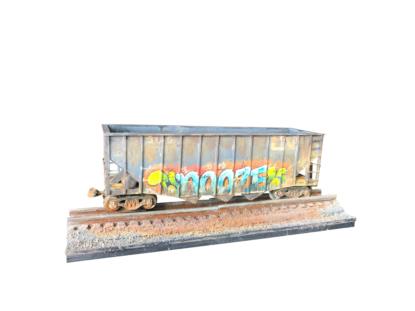 Coal Railroad Car Handmade with Handpainted Custom Graffiti - Decor for Home